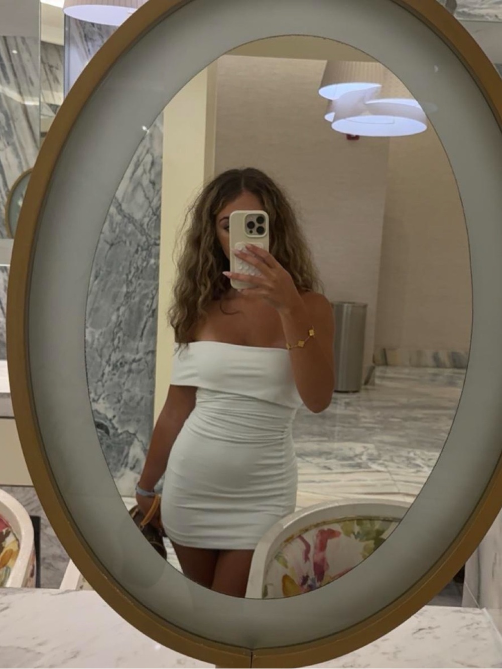 Aritzia White Off-Shoulder Mini Dress